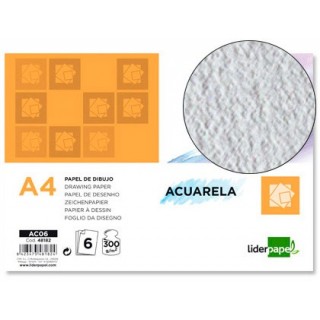 PAPEL AGUARELA A4 300 GR- PACK DE 6 FOLHAS
